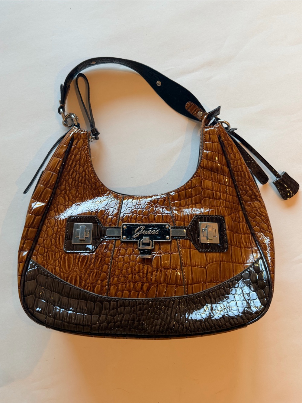 Vintage GUESS Y2K Croc Patent Shoulder Bag